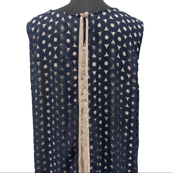 𝅺eshakti Navy And Tan Circle Cut Out Sleeveless Fly Away Top Sz 2X-20W - Picture 8 of 14